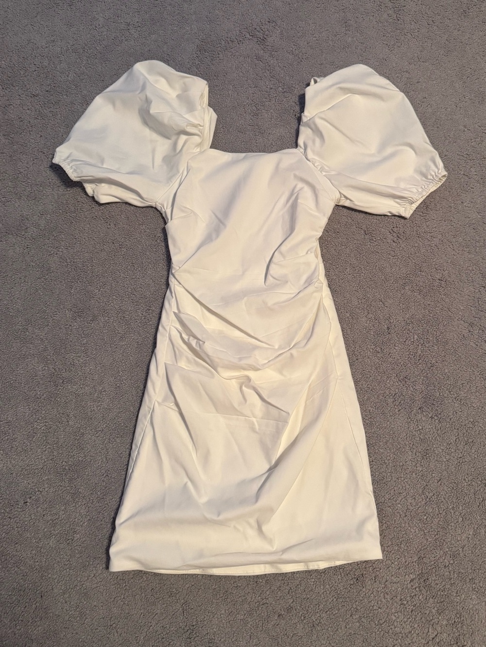 White Puff Sleeve Mini Dress